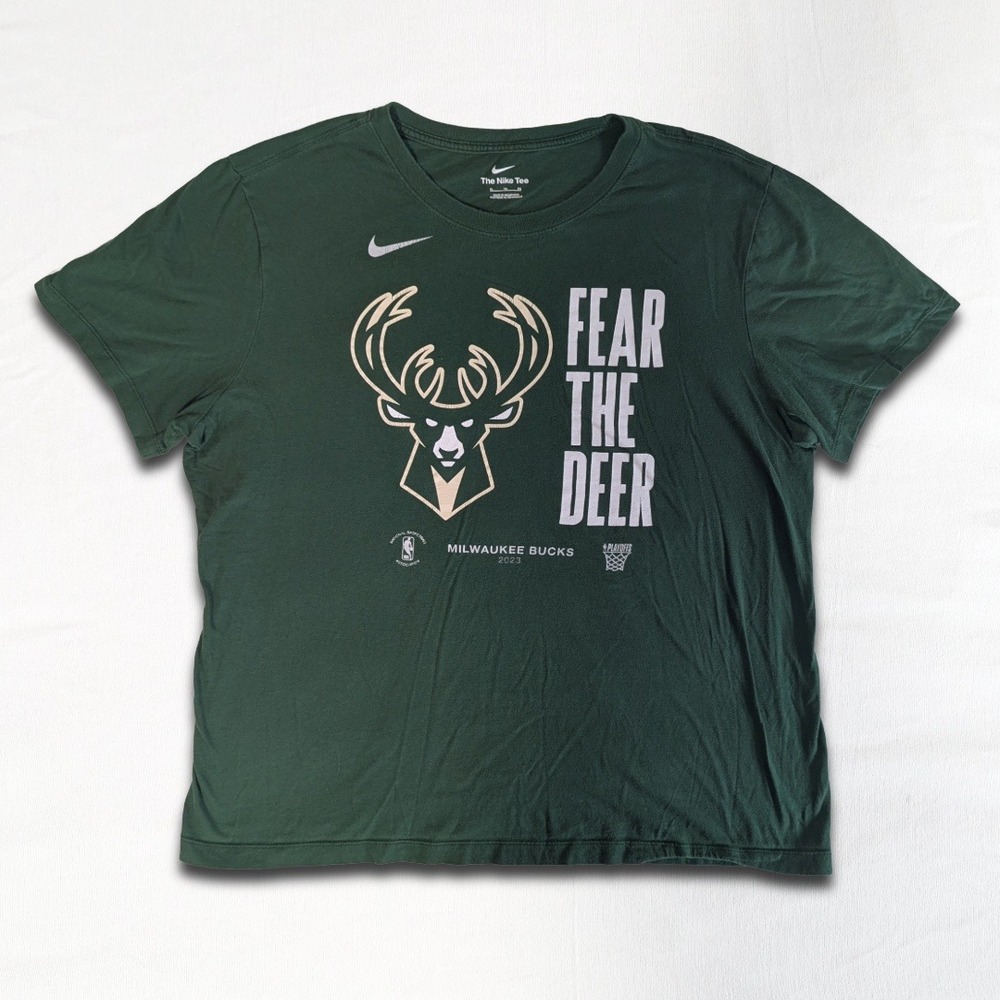 Nike Milwaukee Bucks Fear The Deer 2023 Playoffs T-Shirt Men's XL Green Tee